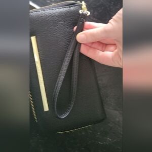 Steve Madden Black Wallet with Gold Accents